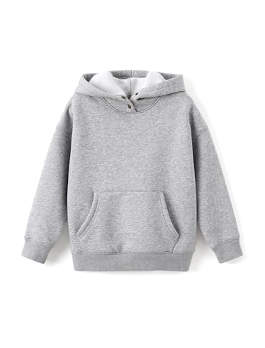 PATPAT Jungen Kapuzenpullover 6-12 Jahre-Weicher Fleece Winddichter Hoodie mit Tasche, Herbst Winter warm für Schule & Freizeit,Grau,10-11 Jahre von PATPAT