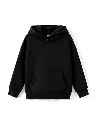 PATPAT Jungen Kapuzenpullover 6-12 Jahre-Weicher Fleece Winddichter Hoodie mit Tasche, Herbst Winter warm für Schule & Freizeit,Schwarz,6-7 Jahre von PATPAT