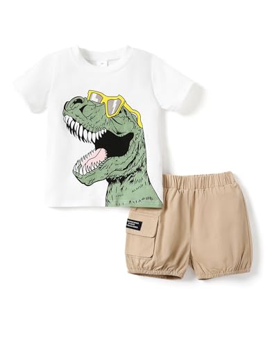 PATPAT Kleinkind Jungen Kleidung Kinder Sommer Outfits Dinosaurier Print T-Shirt mit Cargo Short Sets von PATPAT