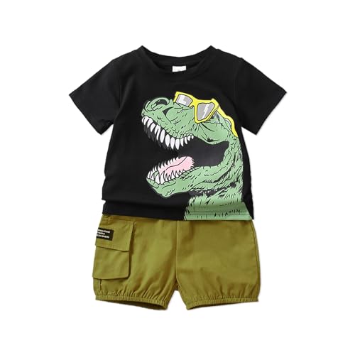 PATPAT Kleinkind Jungen Kleidung Kinder Sommer Outfits Dinosaurier Print T-Shirt mit Cargo Short Sets von PATPAT