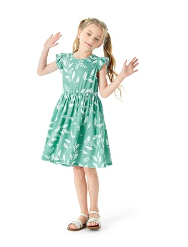 PATPAT Kleinkind Mädchen Kleid Ärmellos, Baby Mädchen Kleid Blatt & Dinosaurier Druck Kinderrock für Geburtstag Hochzeit Fest, Gr.92-116 von PATPAT