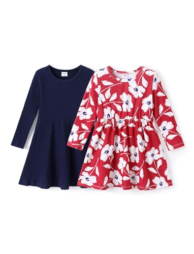 PATPAT Kleinkind Mädchen Langarm Kleid Set - Einschulung, Festlich Mit Schmetterlingsmuster für Geburtstag, Party, Bankett, Hochzeit, Urlaub - Packung Mit 2, Gr.83-122 PATPAT Kleinkind Mädchen Langarm Kleid Set - Einschulung, Festlich Mit Schmetterlingsmuster für Geburtstag, Party, Bankett, Hochzeit, Urlaub - Packung Mit 2, Gr.83-122 von PATPAT