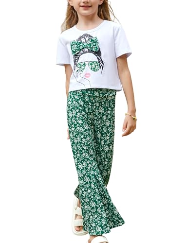 PATPAT Kleinkind Mädchen Süße Unicore Outfit Hyper-taktile Anzug Floral Print Bell Bottoms Mädchen Geburtstag Outfit Mädchen ausgestellte Hosen Frühling Sets von PATPAT