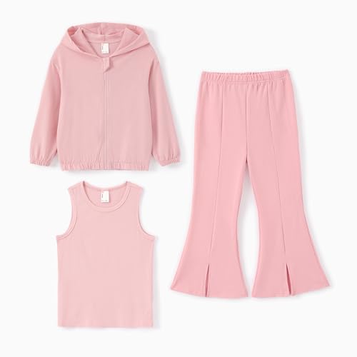 PATPAT Mädchen Bekleidungssets, 3-teiliges Jogginganzug Mädchen-Set mit Weste, Winterpullover Mädchen, Schlaghosen, Mädchen Kleidung für Herbst und Winter, hip hop outfit mädchen 3-12 Jahre von PATPAT