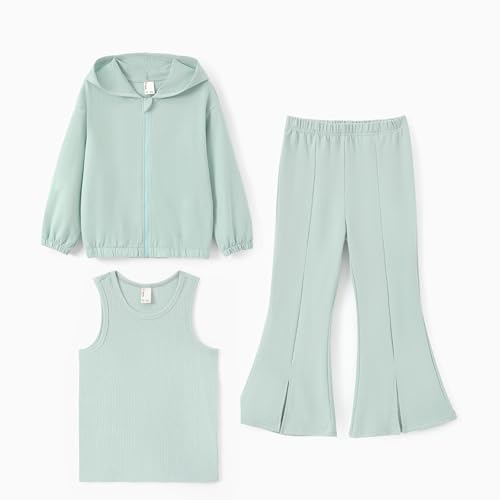 PATPAT Mädchen Bekleidungssets, 3-teiliges Jogginganzug Mädchen-Set mit Weste, Winterpullover Mädchen, Schlaghosen, Mädchen Kleidung für Herbst und Winter, hip hop outfit mädchen 3-12 Jahre von PATPAT