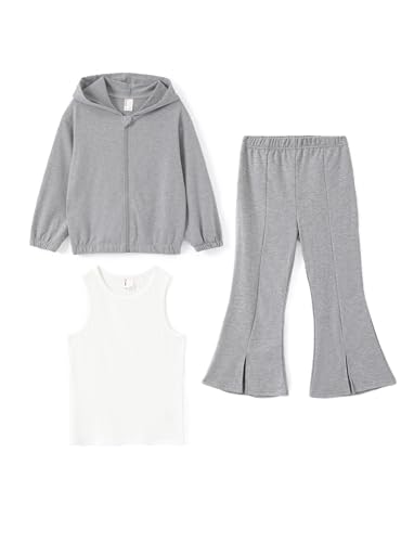 PATPAT Mädchen Bekleidungssets, 3-teiliges Jogginganzug Mädchen-Set mit Weste, Winterpullover Mädchen, Schlaghosen, Mädchen Kleidung für Herbst und Winter, hip hop outfit mädchen 3-12 Jahre von PATPAT