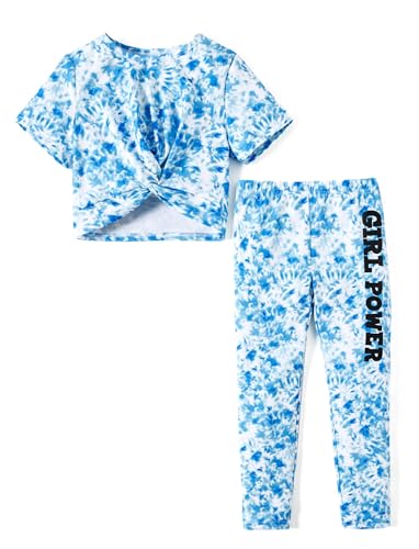 PATPAT Mädchen Bekleidungssets Batik Sommer, Geschenk Einschulung Schulanfang, Kurzarm T-Shirt und Lange Hosen Mädchen Kinder Kleidung, Sport Freizeit Komfort Kinderkleider Sportanzug 5-12 Jahre von PATPAT