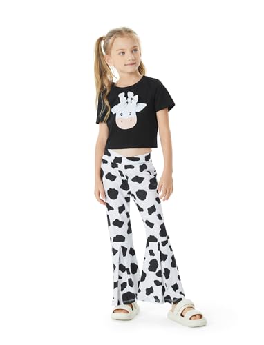 PATPAT Mädchen Bekleidungssets Sommer, Geschenk Einschulung schulanfang，Lässige Hosen mit Schlaghose, Mädchen Kleidung Kinder Set Kurzärmelige T-Shirt-Outfits, Geburtstag Party Teenager 3-12 Jahre von PATPAT