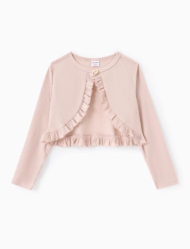 PATPAT Mädchen Strickjacke Bolero - Perfekt für Einschulung & Taufkleider, Weich & Bequem Kinderkleidung Mädchen, Lange Ärmel Schulterjacke in Verschiedenen, Aprikose, 5-6 Jahre, 110-116 von PATPAT