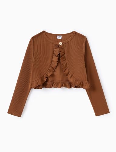 PATPAT Mädchen Strickjacke Bolero - Perfekt für Einschulung & Taufkleider, Weich & Bequem Kinderkleidung Mädchen, Lange Ärmel Schulterjacke in Verschiedenen, Braun, 7-8 Jahre, 122-128 von PATPAT