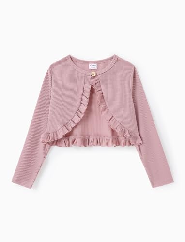 PATPAT Mädchen Strickjacke Bolero - Perfekt für Einschulung & Taufkleider, Weich & Bequem Kinderkleidung Mädchen, Lange Ärmel Schulterjacke in Verschiedenen, Rosa, 7-8 Jahre, 122-128 von PATPAT