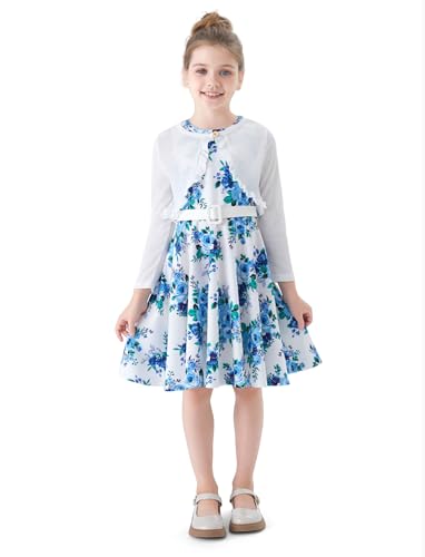 PATPAT Mädchen Strickjacke Bolero - Perfekt für Einschulung & Taufkleider, Weich & Bequem Kinderkleidung Mädchen, Lange Ärmel Schulterjacke in Verschiedenen, Weiß, 5-6 Jahre, 110-116 von PATPAT