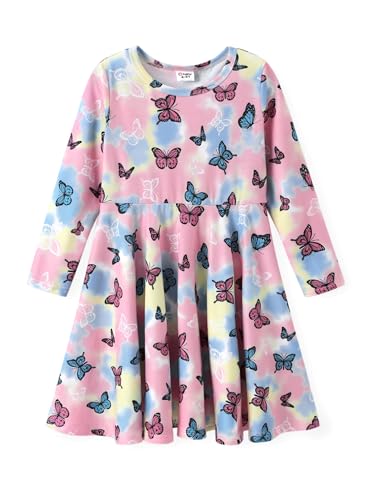 PATPAT Mädchenkleider Langarm - Prinzessin Kleid für Mädchen Grundmodell mit einzigartigem Print für Einschulung Geburtstag Party Bankett Urlaub Teenager Kleid Mädchen, Bunt, 7-8 Jahre, 122-128 von PATPAT