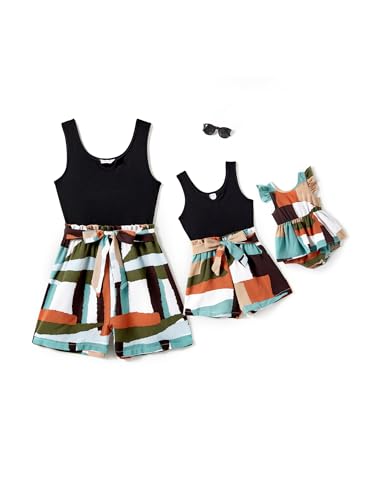 PATPAT Mutter Tochter Jumpsuit Set – Matching Sommer Outfit für Mama, Tochter & Baby, Familien Outfit Sommer, Bequemer Einteiler für Mutter & Tochter, Perfekt für Urlaub, Fotoshooting, Freizeit von PATPAT