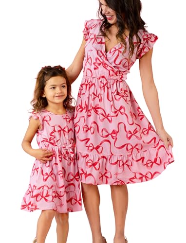 PATPAT Mutter Tochter Kleid Set: Gepunktetes Kleid mit Flatterärmeln für perfekte Familien-Matching-Outfits,Kleider für Baby - Mädchen/Mädchen/Damen von PATPAT
