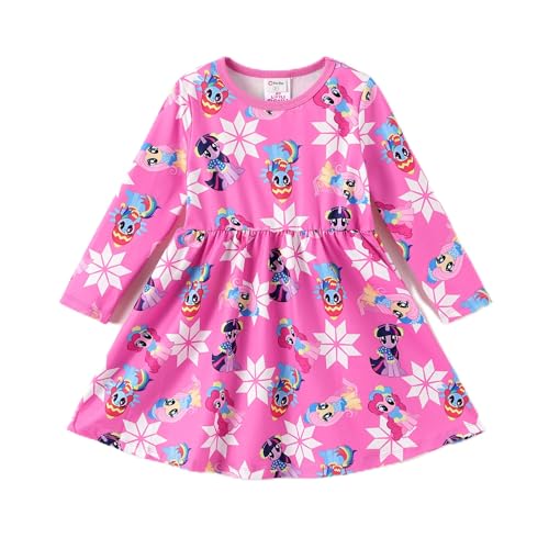 PATPAT My Little Pony Kleider für Kleine Mädchen Prinzessin Kleid Rose Langarm Kinder Kleidung Festliches Weihnachten Herbst Winter Outfit 2-6 Jahre 90-116 von PATPAT