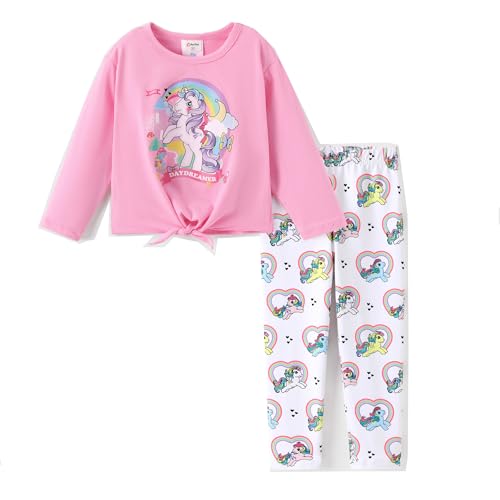 PATPAT My Little Pony Mädchen Bekleidungssets Rosa Langarmshirt + Gemusterte Hosen, Kinder Kleidung Herbst Winter Klamotten MLP Pullover Süße Zweiteilig Kleidung Outfit 2-6 Jahre 83-116 von PATPAT