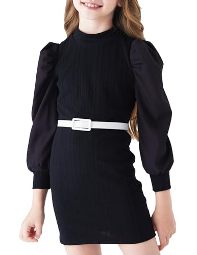 PATPAT Prinzessin Kleid Mädchen - Elegant Langarm Kleider für Mädchen, Mädchenkleider für Herbst und Winter, Adorable Teenager Partykleid mit Puffärmeln, Schwarz, 4-5 Jahre PATPAT Prinzessin Kleid Mädchen - Elegant Langarm Kleider für Mädchen, Mädchenkleider für Herbst und Winter, Adorable Teenager Partykleid mit Puffärmeln, Schwarz, 4-5 Jahre von PATPAT