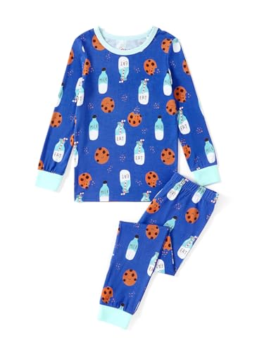 PATPAT Schlafanzug Set für Jungen & Mädchen 2–6 Jahre, Weicher Bambusviskose Pyjama mit Tierdruck,Blaue Kekse für Jungen,Blau,6 Jahre von PATPAT
