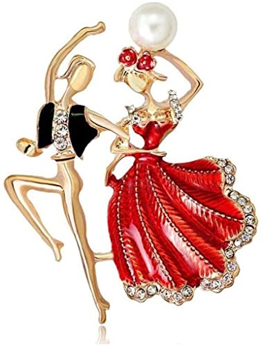 Cartoon Brosche Prinzessin Prinz Tanzzubehör Geschenk Schmuck Handmade Gehäkeltes Handwerk Damen Brosche (Color : Rot, Size : 4.7x3.9cm) von PATPOT