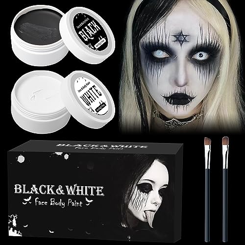 100g Halloween Schminke Schwarz Weiß, Kinderschminke Karnevals Make up Set, Face Paint Für Theaterschminke, Faschingsschminke für Kinder Erwachsene Fasching SFX Makeup von PATRICHOR