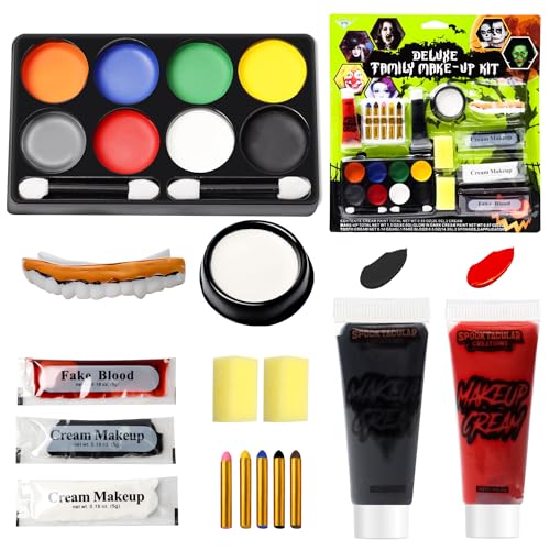 Halloween Schminke Set, Karneval Make Up Kinderschminke Theaterschminke, Vampir Zombie Gesichts Make-up Sets für Erwachsene Kinder Faschingsschminke Karneval Cosplay Party von PATRICHOR