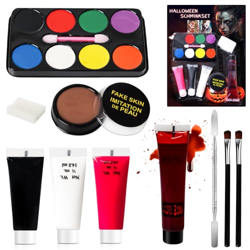 Halloween Schminke Set für Erwachsene Kinder, Halloween Make Up Kinderschminke Theaterschminke, Vampir Zombie Gesichts Make-up Sets Faschingsschminke Karneval Cosplay Party von PATRICHOR