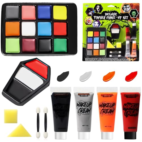 Schminke Halloween Make Up Set, Karneval Kinderschminke Theaterschminke für Erwachsene Kinder Halloween Vampir Zombie Gesichts Make-up Sets Faschingsschminke Karneval Cosplay Party von PATRICHOR