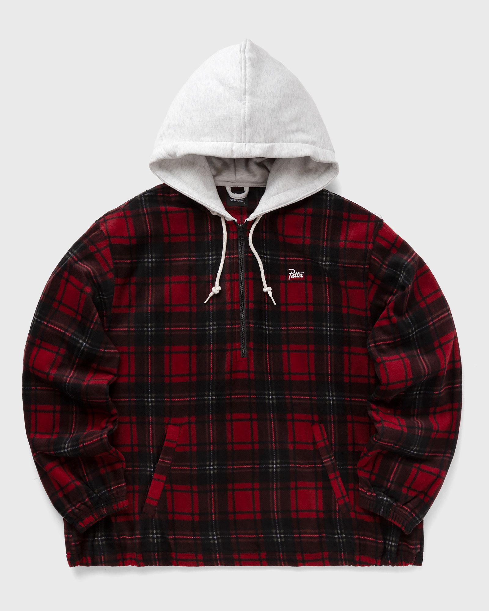 PATTA TARTAN FLEECE HOODED OVERSHIRT men Hoodies|Sweatshirts red in Größe:M von PATTA