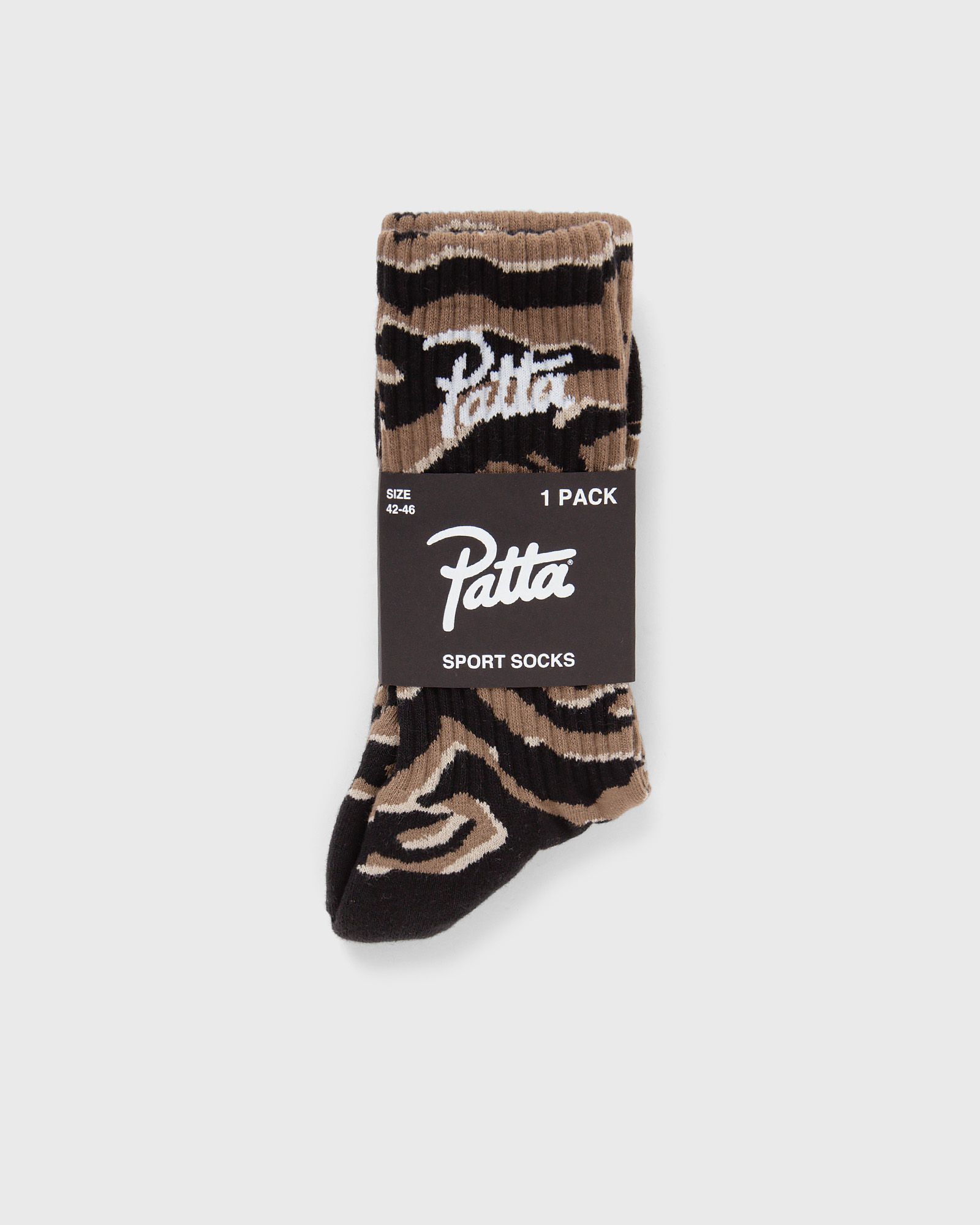 PATTA Tiger Stripe Script Logo Sport Socks men Socks black|brown in Größe:EU 42-46 von PATTA