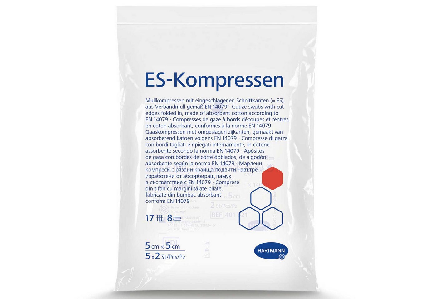 PAUL HARTMANN AG Erste-Hilfe-Set ES-Kompressen 5x5 cm steril 17-fädig 8-fach 2 Stück in Folienbeutel von PAUL HARTMANN AG