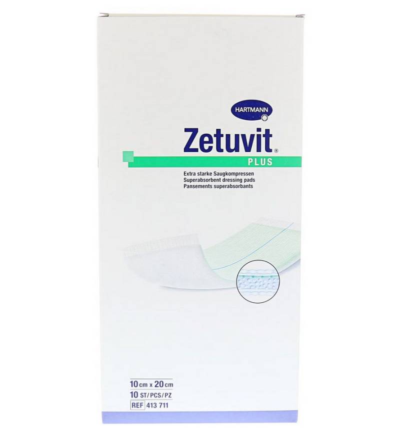 PAUL HARTMANN AG Gips-und Verbandschutz ZETUVIT Plus extrastarke Saugkompr.steril 10x20 cm, Hygienische hautfreundliche Wundkompresse von PAUL HARTMANN AG