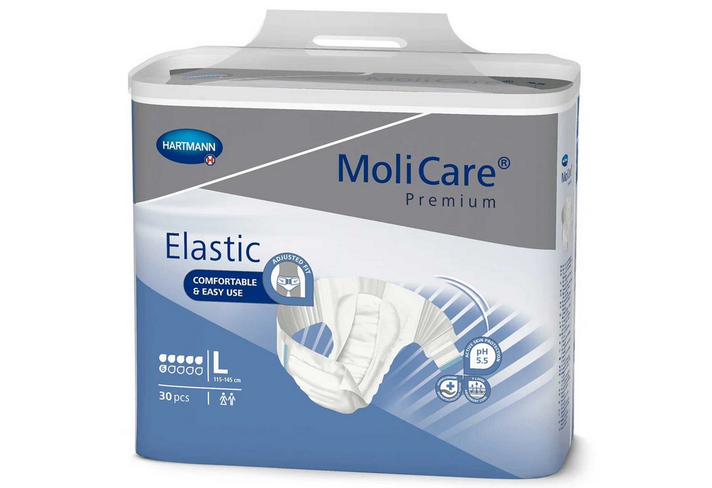 PAUL HARTMANN AG Inkontinenz-Einlage MoliCare® Premium Elastic 6 Tropfen - L 1x30 Stück, 30-St. von PAUL HARTMANN AG
