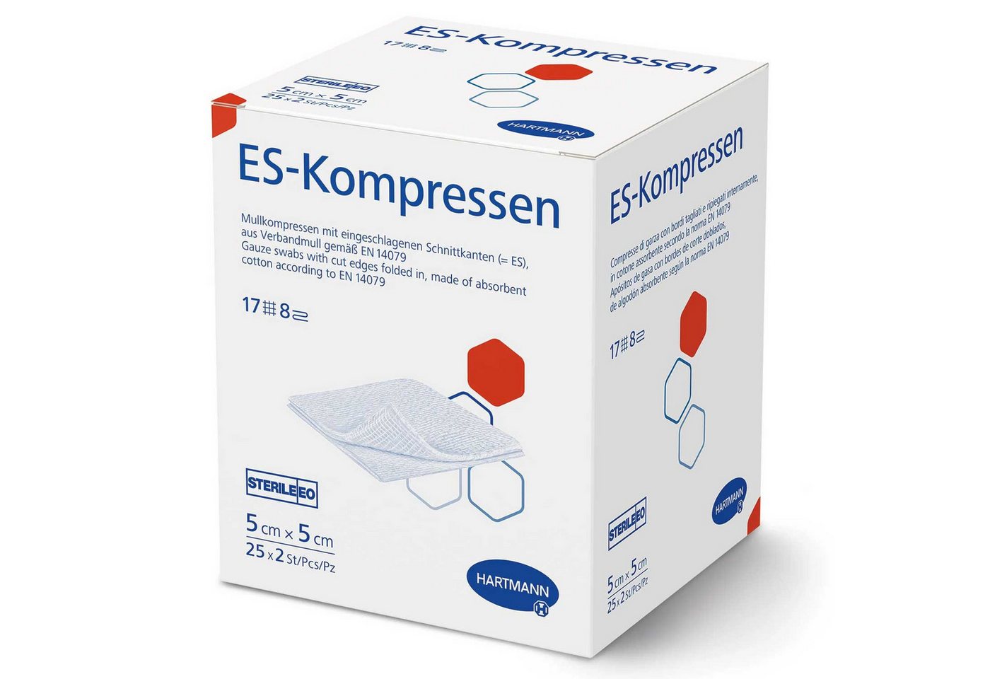 PAUL HARTMANN AG Wundpflaster ES-Kompressen 5x5 cm steril 17-fädig 8-fach 2 Stück in Faltschachtel von PAUL HARTMANN AG
