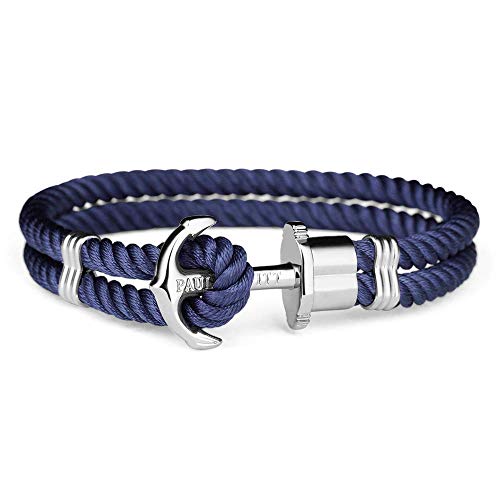 PAUL HEWITT Anker Armband PHREP - Segeltau Armband in Marineblau, Armband mit Anker Schmuck aus Edelstahl (Silber) in Größe S von PAUL HEWITT