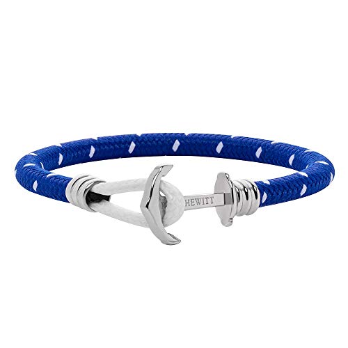 PAUL HEWITT Anker Armband Phrep Lite - Segeltau Nylon Damen und Herren Armband in Blau Weiß, Armband mit Anker Schmuck aus Edelstahl (Silber) in Größe M von PAUL HEWITT