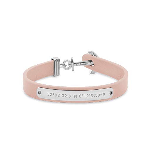 PAUL HEWITT Anker Armband Signum Koordinaten - Armband Leder (Rosa) - Anker Schmuck Edelstahl (Rosegold) von PAUL HEWITT