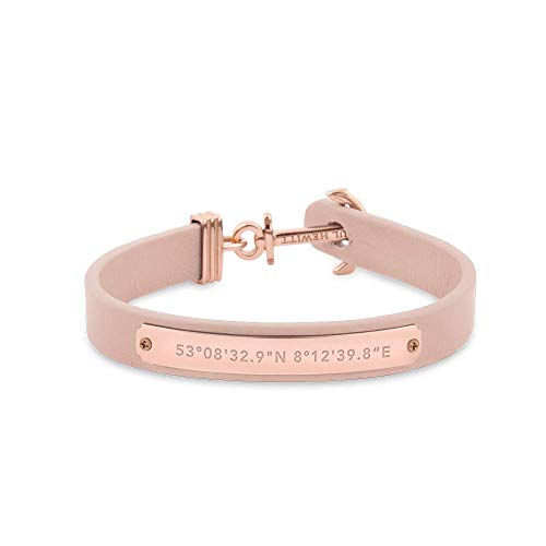 PAUL HEWITT Anker Armband Signum Koordinaten - Armband Leder Damen (Rosa) mit Anker Schmuck aus Edelstahl (Silber) von PAUL HEWITT