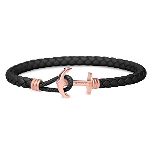 PAUL HEWITT Anker Armband PHREP Lite mit der Option Einer individuellen Wunschgravur - Lederarmband mit Anker Schmuck aus Edelstahl (Roségold) von PAUL HEWITT