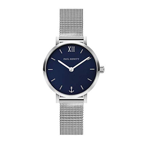 PAUL HEWITT Armbanduhr Damen Sailor Line Modest Blue Lagoon - Edelstahl Damen Uhr (Silber), Damenuhr Edelstahlarmband in Silber, blaues Ziffernblatt von PAUL HEWITT