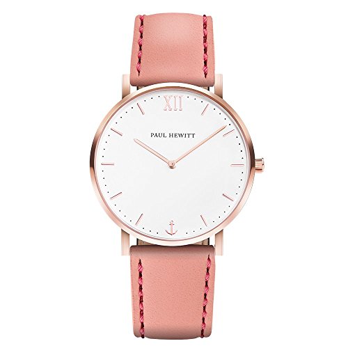 PAUL HEWITT Armbanduhr Damen Sailor Line White Sand - Damen Uhr (Rosegold), Damenuhr mit Lederarmband in Aurora, weißes Ziffernblatt von PAUL HEWITT