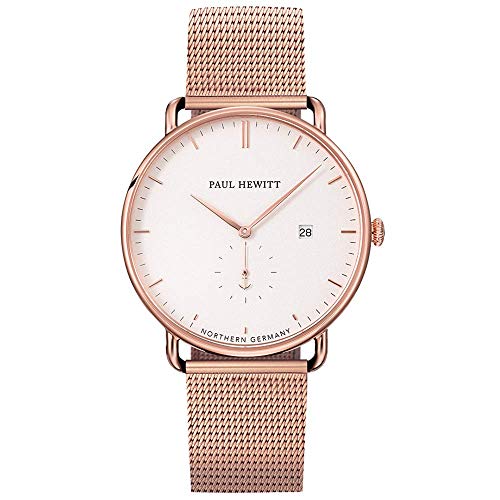 PAUL HEWITT Armbanduhr Grand Atlantic Line White Sand - Damen Uhr (Rosegold), Damenuhr Edelstahlarmband in Rosegold, weißes Ziffernblatt von PAUL HEWITT