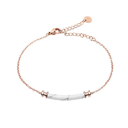 PAUL HEWITT Armkette Damen Rosegold Starboard - Edelstahl Armband Damen (vergoldet) mit Damen Schmuck Anhänger in Marmor-Optik (Weiß) von PAUL HEWITT