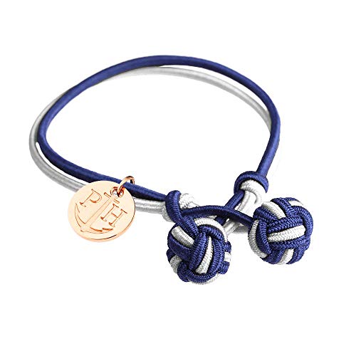 PAUL HEWITT Damen Knotenarmband Knot - Armband Frauen in Marineblau-Weiß, Armband Damen mit Anker-Charm aus IP-Edelstahl (Roségold) von PAUL HEWITT