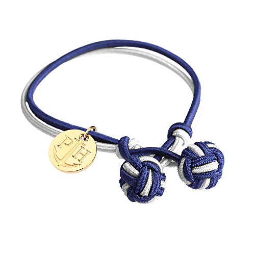 PAUL HEWITT Knotenarmband Damen und Herren Knot - Knotenarmband Nylon Marineblau-Weiß, Segeltau Armband für Männer und Frauen mit Anker-Charm aus IP-Edelstahl (Gold) von PAUL HEWITT