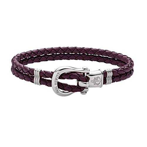 PAUL HEWITT Schäkel Armband Damen PHINITY - Leder Armband Frauen (Dark Mauve), Armband Damen mit Schäkel Verschluss aus Edelstahl (Silber) von PAUL HEWITT