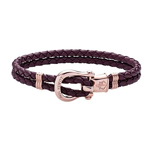 PAUL HEWITT Schäkel Armband Damen PHINITY - Leder Armband Frauen (Dark Mauve), Armband Damen mit Schäkel Verschluss aus IP-Edelstahl (Rosegold) von PAUL HEWITT