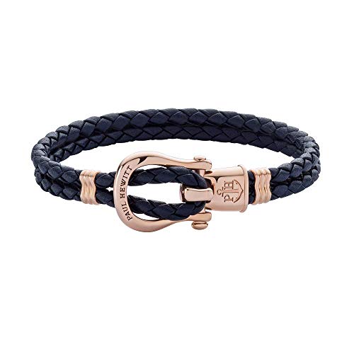 PAUL HEWITT Schäkel Armband Damen PHINITY - Leder Armband Frauen (Marineblau), Armband Damen mit Schäkel Verschluss aus IP-Edelstahl (Rosegold) von PAUL HEWITT