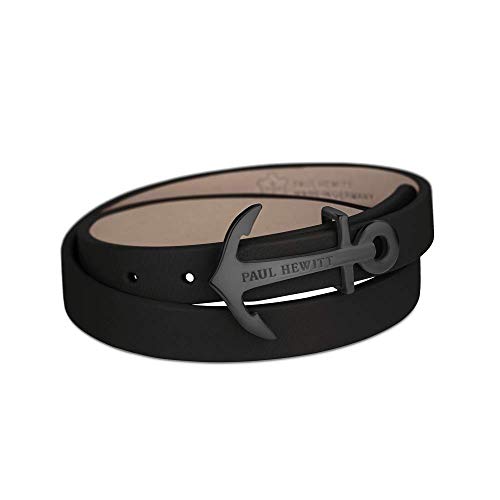 PAUL HEWITT Wickelarmband North Bound aus Leder in Schwarz und Anker aus Edelstahl in Schwarz Armband-Länge 42,5 cm von PAUL HEWITT