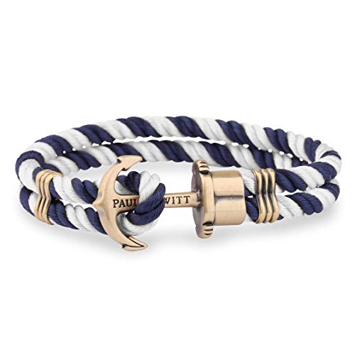 PAUL HEWITT Anker Armband Herren PHREP - Anker Armband Nylon (Marineblau und Weiß), Segeltau Armband Männer mit Anker Schmuck aus Messing von PAUL HEWITT